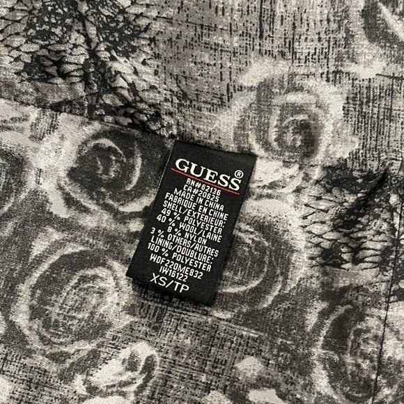 GUESS grey & black wool coat w/faux leather, zipper, and ruffle details. XS - Picture 14 of 15